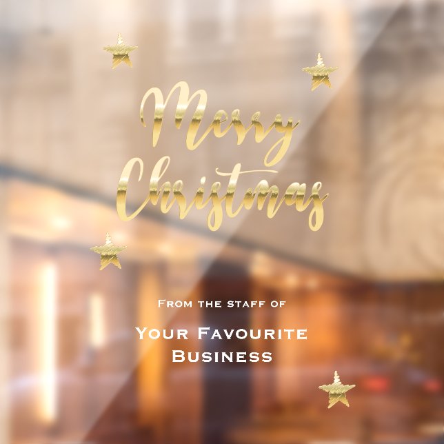 Stylish Merry Christmas metallic gold white Window Cling (Sheet 2)