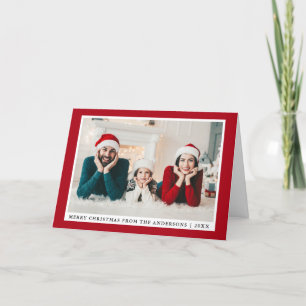 Stylish Merry Christmas Photo Red Folded Holiday Card