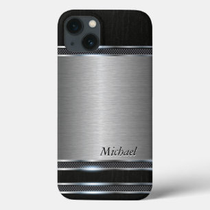 Stylish Metal with Leather Look iPhone 13 Case
