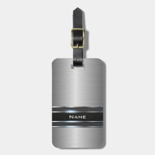 Stylish Metal with Leather Stripe Look Luggage Tag