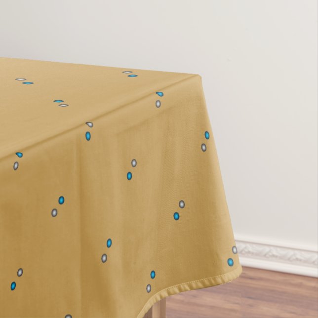 Stylish Metallic Blue and Silver Polka Dot Pattern Tablecloth (In Situ)