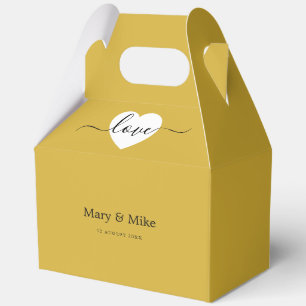 Stylish Metallic Gold Love Text Heart Gable Favor Favour Box
