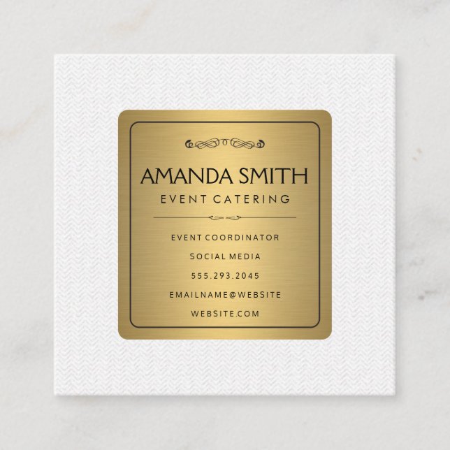 Stylish Metallic Gold with Subtle Wavy Pattern Square Business Card (Front)