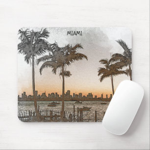 Stylish Miami Florida Vintage Skyline Mouse Mat