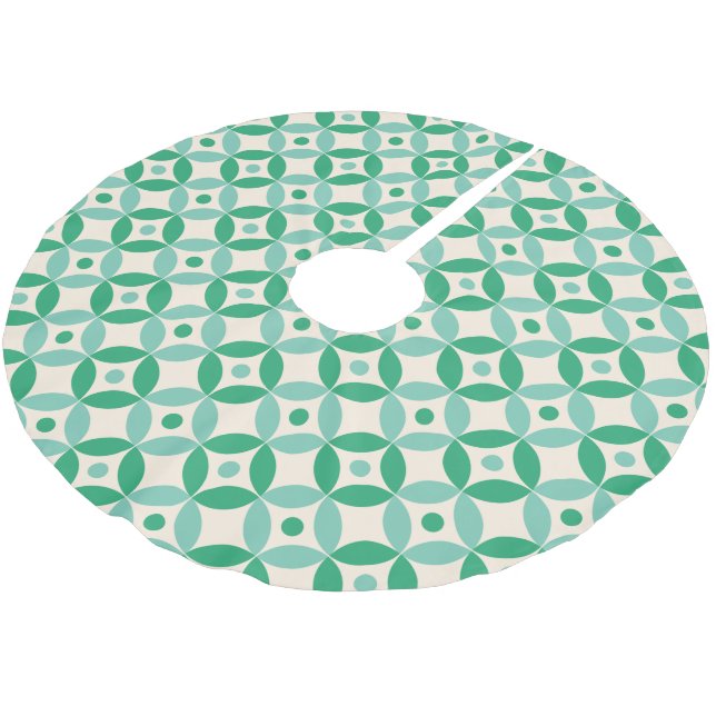 Stylish Mid Mod Geometric Pattern in Green   Brushed Polyester Tree Skirt (Angled)