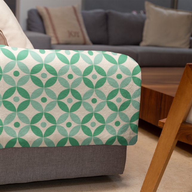 Stylish Mid Mod Geometric Pattern in Green   Fleece Blanket (Creator Uploaded)