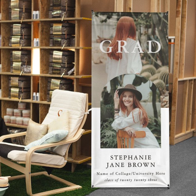 Stylish Minimal 2 Photo Graduation Retractable Banner (Creator Uploaded)