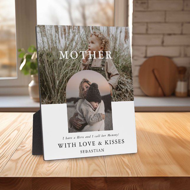 Stylish Minimal 2 Photo MOTHER  Plaque (Creator Uploaded)