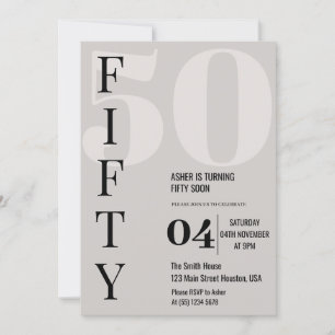 Stylish Minimal FIFTY 50th Birthday Party Invitation