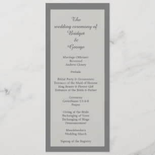 stylish minimal grey wedding program & menu