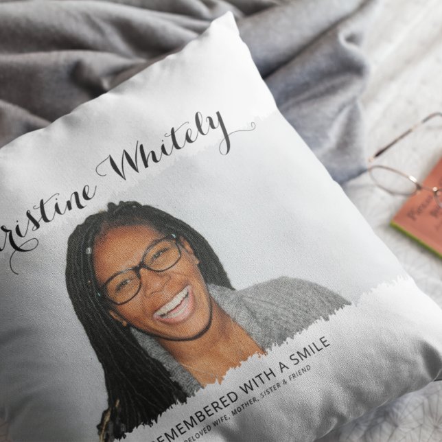 Stylish Minimal In Loving Memory Photo Keepsake Cushion (Creator Uploaded)