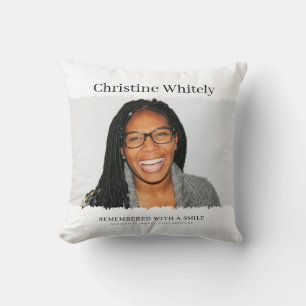 Stylish Minimal In Loving Memory Photo Keepsake Cushion
