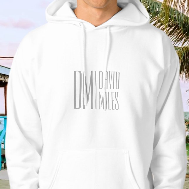Stylish Minimal & Modern Grey Initials & Name Logo Hoodie (Creator Uploaded)