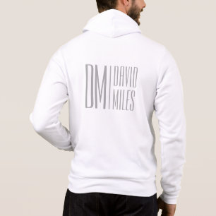 Stylish Minimal & Modern Grey Initials & Name Logo Hoodie