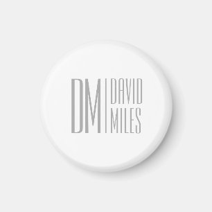 Stylish Minimal & Modern Grey Initials & Name Logo Magnet