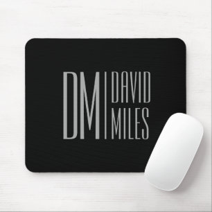 Stylish Minimal & Modern Grey Initials & Name Logo Mouse Mat