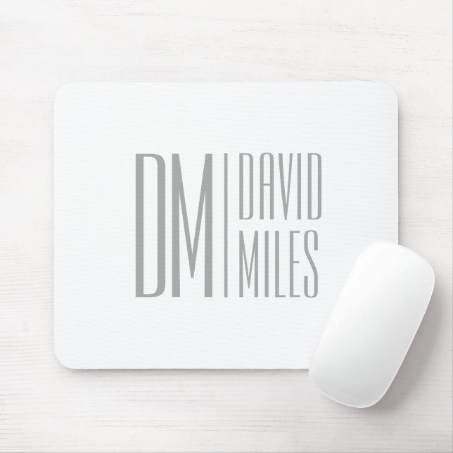 Stylish Minimal & Modern Grey Initials & Name Logo Mouse Mat (With Mouse)
