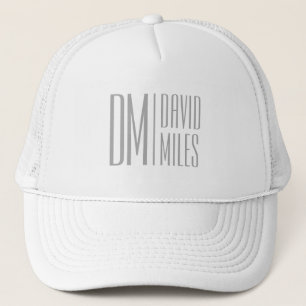 Stylish Minimal & Modern Grey Initials & Name Logo Trucker Hat