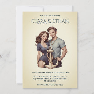 stylish minimal nautical wedding invitations