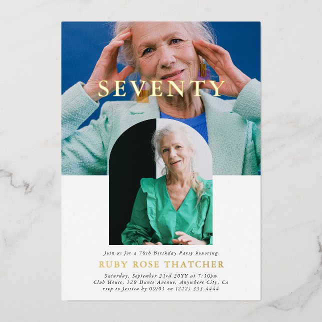 Stylish Minimal Photo SEVENTY 70th Birthday (Front)