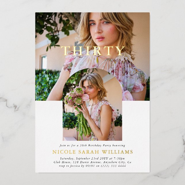 Stylish Minimal Photo THIRTY 30th Birthday (Front)