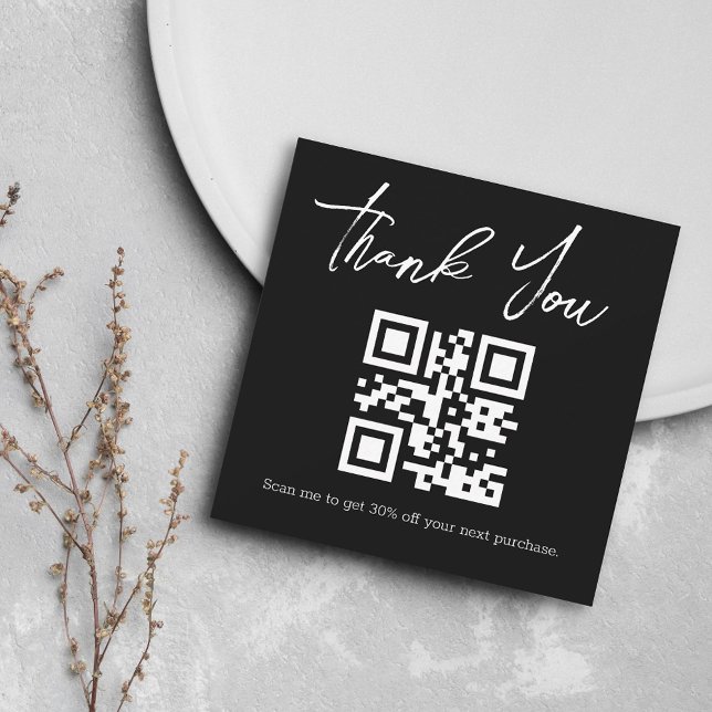 stylish minimal thank you business qr code black card (Creator Uploaded)