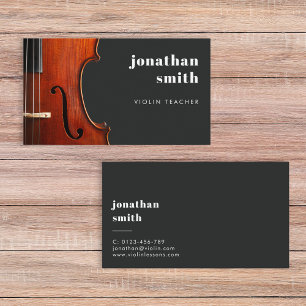 Stylish Minimal Violin Musician Grey Business Card