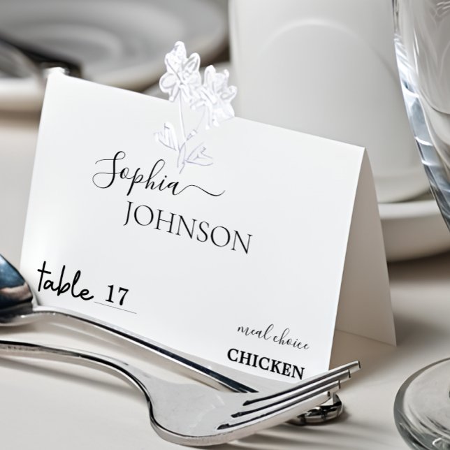 Stylish Minimal Wedding Place Card With Meal Choic (Stylish Minimal Wedding Place Card With Meal Choice)