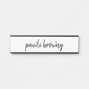 Stylish Minimal White Script Nameplate Door Sign