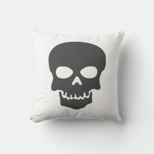 Stylish Minimalism White Black Grey Skull Cushion