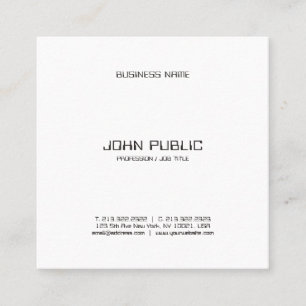 Stylish Minimalist Black White Template Modern Top Square Business Card