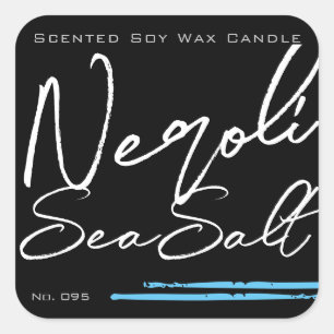 Stylish Minimalist Candle Label Black Light Blue