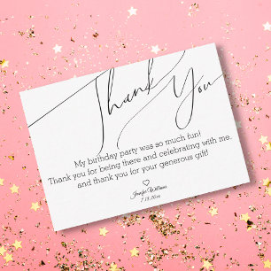 stylish minimalist chic thank you sweet 16  card