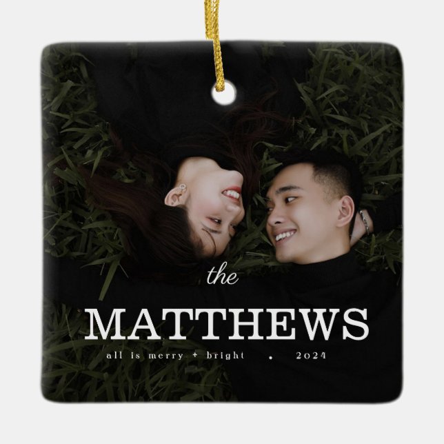 Stylish Minimalist Christmas Ornament | Fun Couple (Front)