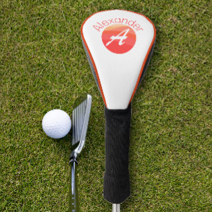 Stylish minimalist coloured letter A white Golf Head Cover