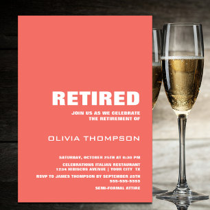 Stylish Minimalist Coral Retirement Party Invitation