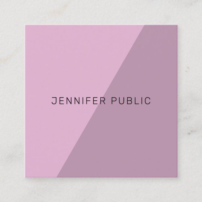 Stylish Minimalist Elegant Purple Template Modern Square Business Card (Front)