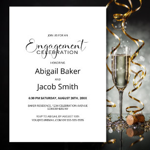 Stylish Minimalist Engagement Party Invitation