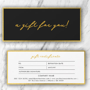 Stylish Minimalist Gold & Black Gift Certificate
