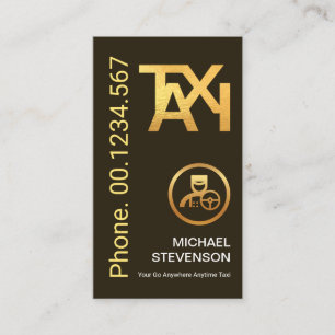 Stylish Minimalist Gold Taxi Signage Cab Driver Business Card