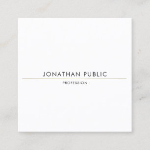 Stylish Minimalist Gold White Template Trendy Square Business Card