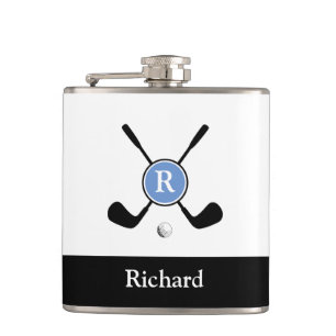 Stylish Minimalist Logo and Monogram Golf Player Hip Flask