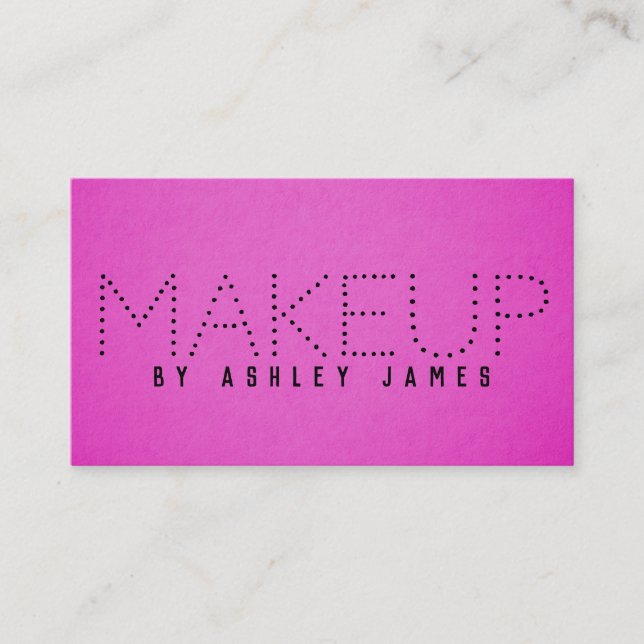 Stylish Minimalist Makeup Hair Artist Pink Black B Business Card (Front)