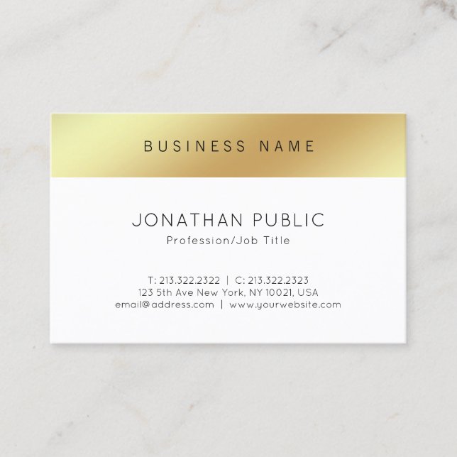 Stylish Minimalist Modern Chic Gold Top Smart Business Card (Front)
