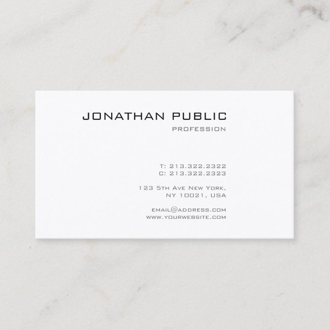 Stylish Minimalist Modern Trendy Design Sleek Chic Business Card (Front)