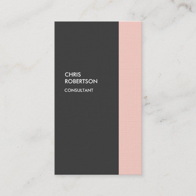Stylish Minimalist Modern Vertical Premium Linen Business Card (Front)