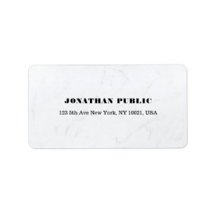 Stylish Minimalist Modern White Marble Template Label