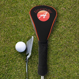 Stylish  minimalist monogram coloured letter A  Golf Head Cover
