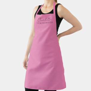 Stylish Minimalist Monogram Name Pink  Apron