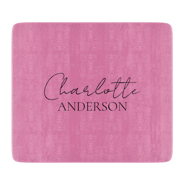 Stylish Minimalist Monogram Name Pink Cutting Board (Front)